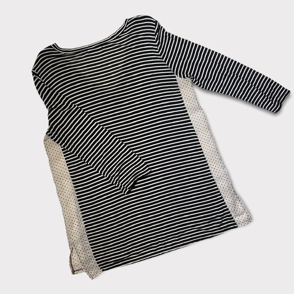 Lelis Soft Thin Striped Polka Dot Top Large V Neck 3/4 Sleeves - Picture 2 of 5